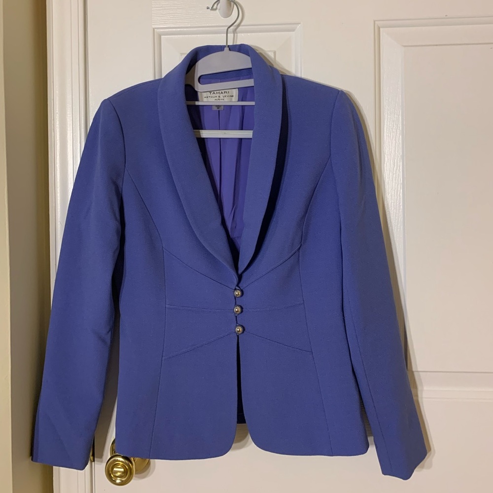 Tahari ASL Periwinkle Blazer & Skirt Set (Size: 0P)